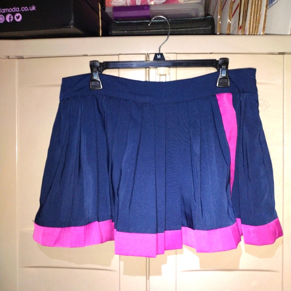 Women's Mini Skirt Navy Blue with Fuscia Pink Size L❗Last Chance To Buy‼️